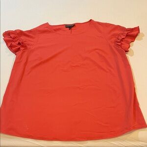 Lane Bryant, orange, short sleeve with ruffles blouse